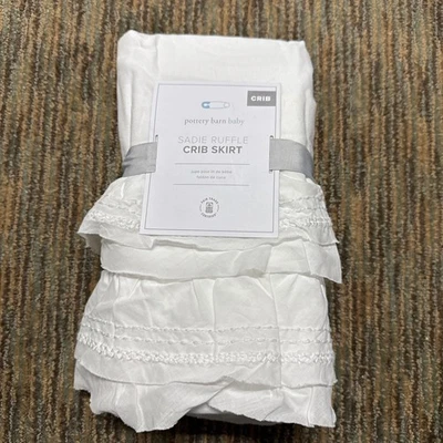 Falda Cuna Pottery Barn Baby Sadie Volantes Blanca Algodón Orgánico NUEVA Foto 1 de 4