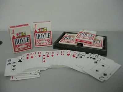 Hoyle Jumbo Index Red Deck Playing Cards Poker #1202 Lot of 5 and Deck Holder - Image 1 of 4