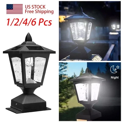 KANSTAR 4 x 4 Solar Post Lights Lantern Outdoor Garden Deck Fence Cap Waterproof Lamps