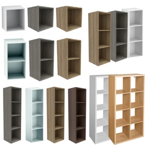 1 2 3 4 Tier Storage Cube Shelves Bookcase Wooden Display Rack Unit Organiser - Picture 1 of 15