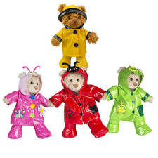 RAINCOAT OUTFIT FITS 8 inch /20cm TEDDY BEAR CLOTHES - red,pink,green,yellow