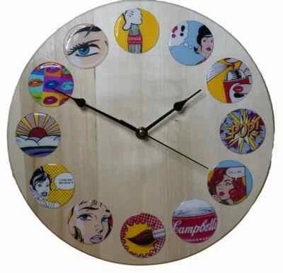 Retro, Pop Art, Reloj de Madera, Reloj de Pared, Reloj de 30cm, Reloj de Novedad Foto 1 de 2