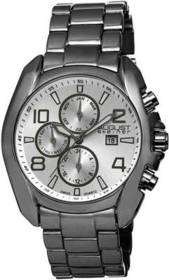 August Steiner AS8109BK Swiss Quartz Month Day Date GMT Gunmetal Mens Watch - Image 1 of 4