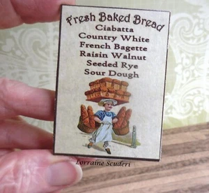 BREAD BAKER MENU SIGN ~ DOLLHOUSE MINIATURE - Picture 1 of 1