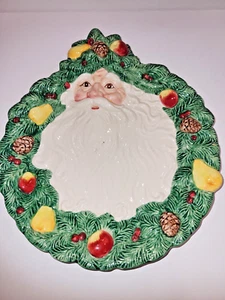 1991 Fitz & Floyd Christmas Santa Cookie Plate / Wall Hanging Holiday Decoration - Picture 1 of 7