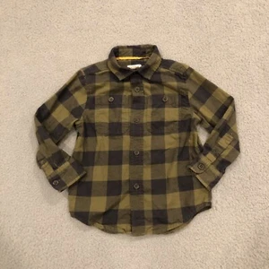 Cat And Jack Plaid Shirt XS 4/5 Green Check Long Sleeve Button Up - Picture 1 of 9