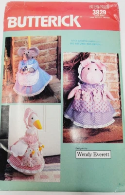 Butterick 3829 Pig or Goose doorstop Mouse Broom Cover Sewing Pattern - Image 1 of 3