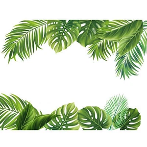 2Pcs Palm Leaves Wall Decal Tropical Green Plants Wall Stickers Vinyl Decal DIY - Picture 1 of 12