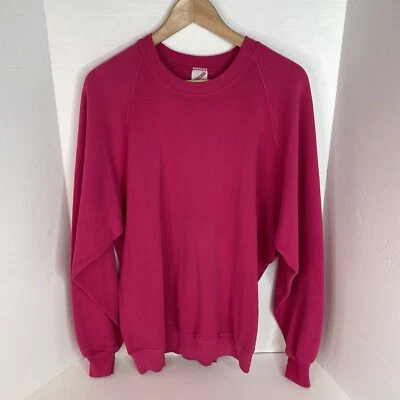 Sudadera vintage Jerzees cuello redondo, 2XL, rosa, manga larga, EE. UU., en blanco Foto 1 de 4