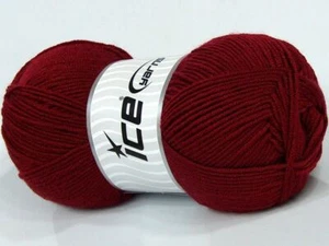 4-Skein Lot Baby Dream Yarn antipilling 4x100g/264m Burgundy - Picture 1 of 4