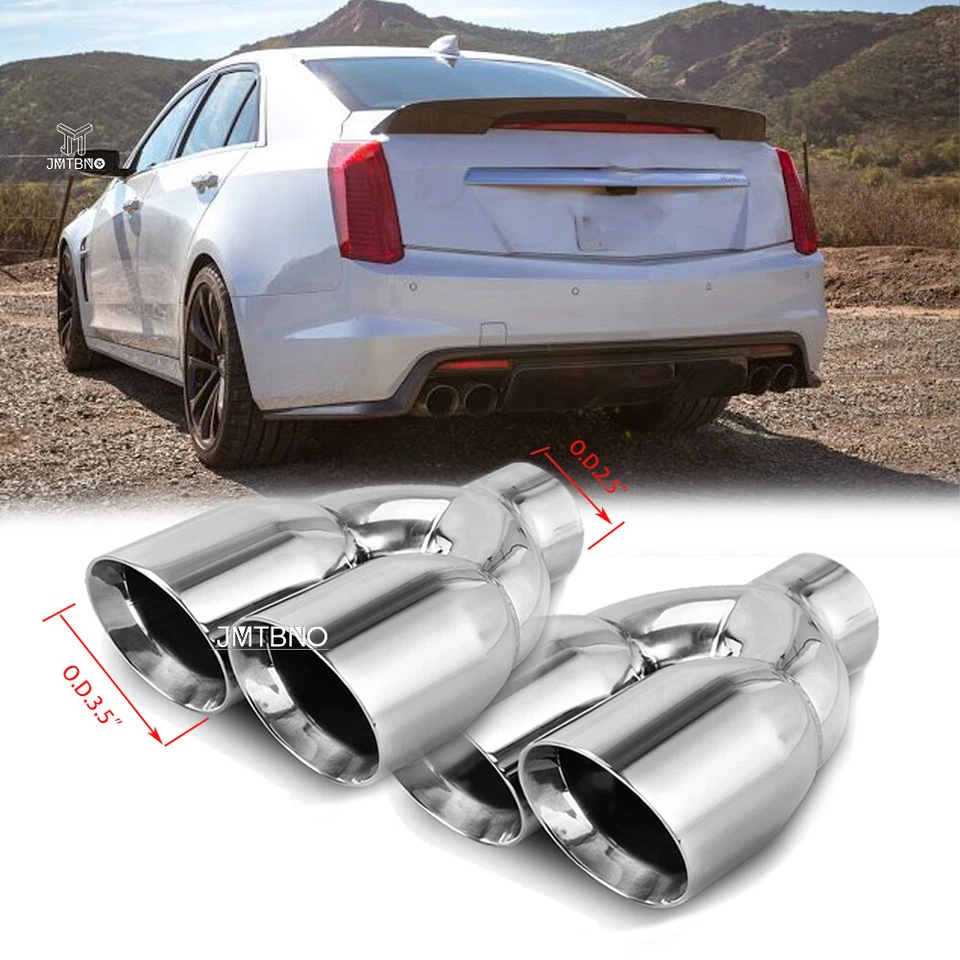 2 X Punta de escape soldada 2.5" Entrada doble 3.5" Salida para Cadillac DeVille CTS STS Foto 1 de 4