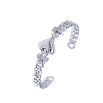 Brazaletes brazaletes brazaletes de corazón enchapados en rodio Foto 1 de 2