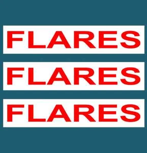FLARES DECAL STICKER SET X3 MARINE BOAT SAFETY WARNING REGULATION DECAL STICKERS - Picture 1 of 1