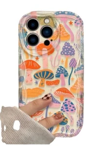 iPhone 16 16E 14 15 11 12 Plus Pro Silikon Hülle Case Klar Pastell Pilz - Bild 1 von 1