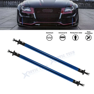 Pair of Blue Front Bumper Lip Splitter Diffuser Strut Rods For Audi Q7 A6 A3 A5 - Image 1 of 4