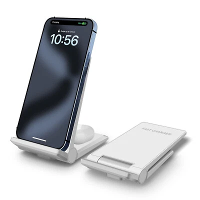 Base de carga inalámbrica 2 en 1 para iPhone 15 14 Samsung Z Flip6 S24 Foto 1 de 4