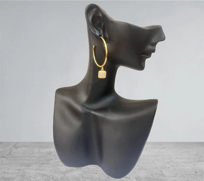 orecchini cerchio pendente quadrato donna argento 925 anallergico dorato - Immagine 1 di 2