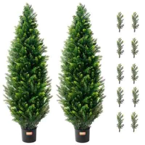 Tall Artificial Cedar Topiary Tree,Pot Faux Evergreen Fake Pine Cypress Trees Pl - Picture 1 of 8