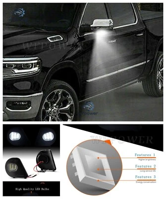2 светодиодных лампы подсветки бокового зеркала для Dodge Ram 5500 4500 1500 2500 3500 2010-2019 - Изображение 1 из 4