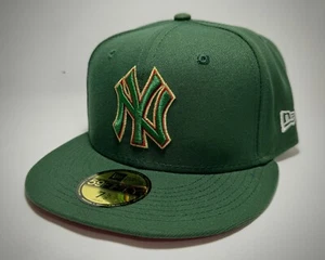 59Fifty Fitted Hat 7 5/8 Hat/Cap MLB New York Yankees Tinsel Vert/Vert/Rouge - Picture 1 of 14