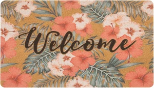 Floral-Welcome-Doormats Spring-Outdoor-Entrance - Seasonal Colorful-Flower Front - Picture 1 of 12