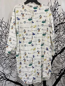 Disney Store Sleep Shirt Mickey Quotes Long Sleeve Button M/L - Picture 1 of 3