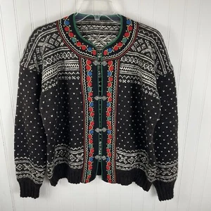 Vintage VRIKKE Womens Norwegian Design Wool Cardigan Metal Buttons Size M/L - Picture 1 of 12