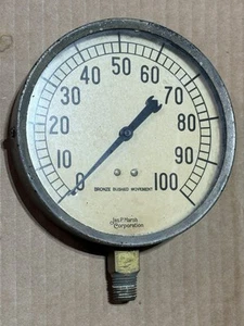 Vintage Jas. P Marsh & Corporation Chicago Pressure Gauge Steampunk Bronze 5” - Picture 1 of 3