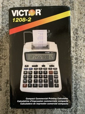 Victor 1208-2 Printing Calculator Adding Machine 12 Digit LCD Display Battery/AC - Image 1 of 4