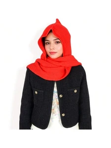Women's Knitted Hooded Scarf With Versatile Design And Warm Ribbed Texture For S - Picture 1 of 29