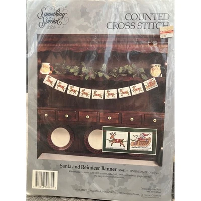 Nuevo Kit Punto de Cruz Contado Banner Papá Noel y Reno Algo Especial 50681 Foto 1 de 2