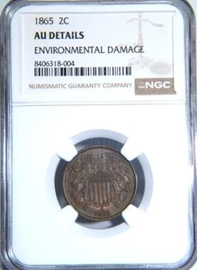 1865 Two Cent NGC graded AU Details - Picture 1 of 4