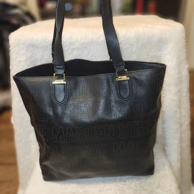 Bolso de Mano Steve Madden Bucket Cuero Negro 14x14x6 pulgadas Foto 1 de 4