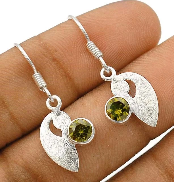 Natural Peridot 925 Solid Genuine Sterling Silver Earrings Jewelry @12-9 - Image 1 of 1