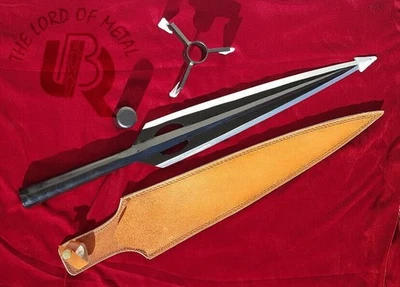 Cabeça de lança de caça forjada à mão 28" aço carbono alto com bainha de couro - Imagem 1 de 4