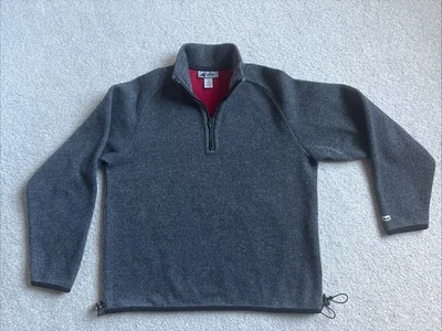 Eastern Mountain Sports Sweater/Jacket 1/4 Zip Grey Wool Fleece Lined Men’s S - Image 1 of 4