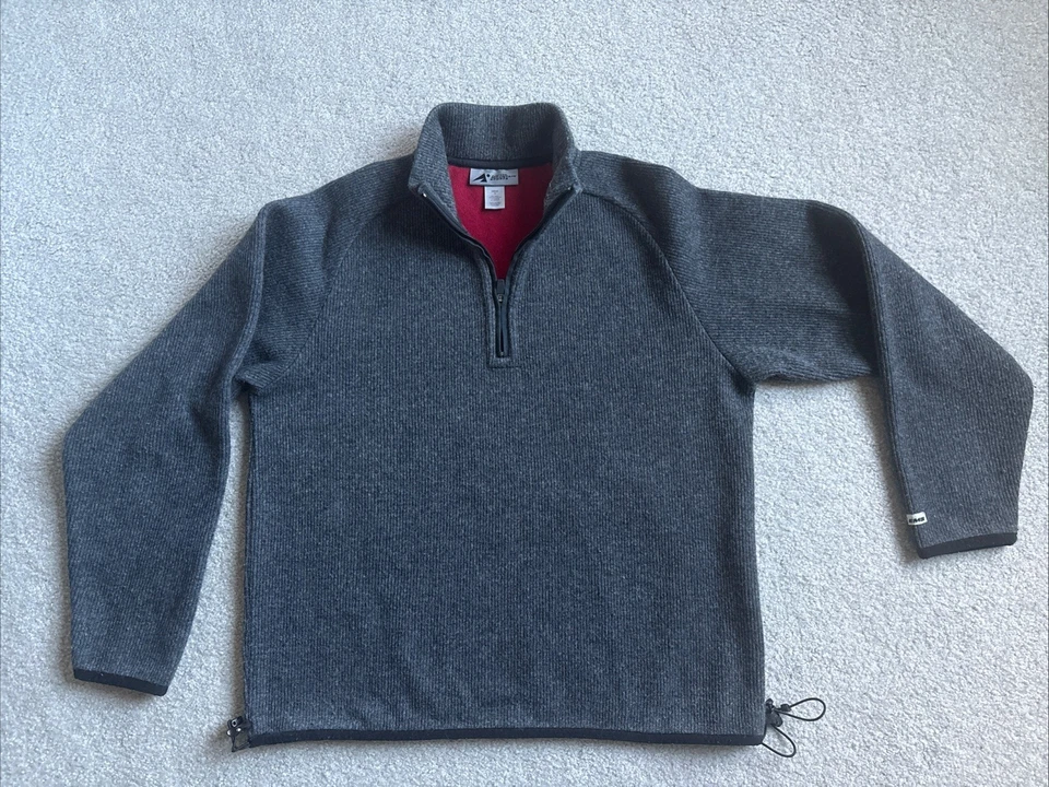 Eastern Mountain Sports Sweater/Jacket 1/4 Zip Grey Wool Fleece Lined Men’s S - Image 1 of 4