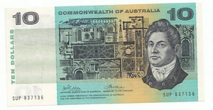 1974 Australia Phillips Wheeler $10 Note gVF - Picture 1 of 2