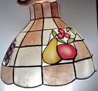 Vintage Fruit Tiffany Style Lampshade Grape Pear Cherry Mother Of Pearl & Brass