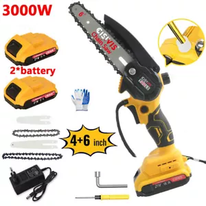 3000W Akku Kettensäge 4/6'' Mini Elektro Kettensägen Handkettensäge mit Ölsystem - Bild 1 von 11