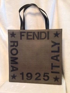 FENDI LEDER APPLIKATIONEN TASCHE SHOPPER Handtasche BRAUN ITALIEN - Bild 1 von 12