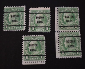 5 - 1925 US Scott #552 - 1 Cent Boston, MA Precancels - Used/NG/LH/F-VF - Picture 1 of 2