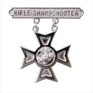 GENUINE U.S. MARINE CORPS QUALIFICATION BADGE: RIFLE SHARPSHOOTER - Picture 1 of 1