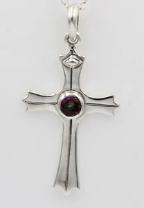 0,36 Carati Mystiktopas Ciondolo Croce 925 Argento Collier Catena Mystic Topazio - Foto 1 di 11