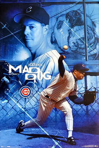 Greg Maddux MAD DOG Chicago Cubs Vintage Original MLB Baseball 22x34 Wall POSTER Cover