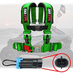 Green 2" 4-Point Safety Harness w/ Bypass Override Plug for Most Polaris UTVs - Bild 1 von 11