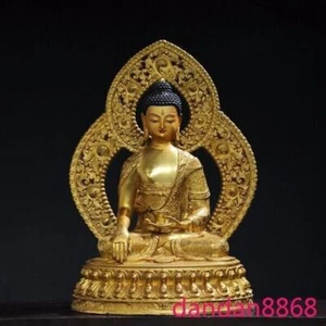 14 Zoll Tibet Buddhismus Tempel Bronze vergoldet Sakyamuni Shakyamuni Shakya Mani Statue - Bild 1 von 10
