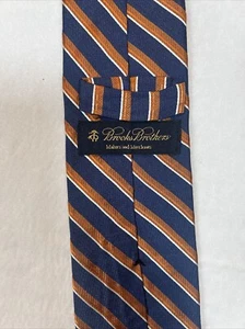 Corbata Brooks Brothers de seda a rayas de cobre/azul hecha en EE. UU. tejida en Italia - Imagen 1 de 11
