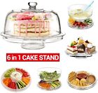 Multifunctional Cake Stand with Dome Lid, 6 in 1 Plastic Cake Stands with Cover