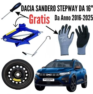 Reserverad 4Loch 16 für Dacia Sandero Stepway Kit Wagenheber Handschuhe Schraubendreher - Bild 1 von 11
